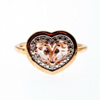 925 Sterling Silver Gold Plated Morganite Ring Size 10