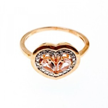 925 Sterling Silver Gold Plated Morganite Ring Size 10