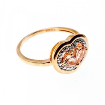 925 Sterling Silver Gold Plated Morganite Ring Size 10
