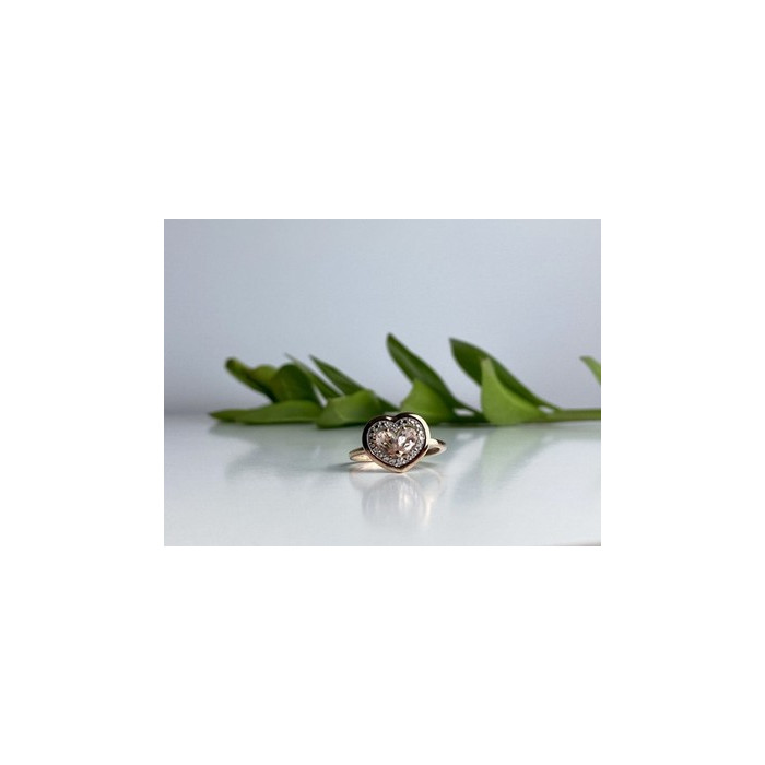 925 Sterling Silver Gold Plated Morganite Ring Size 10