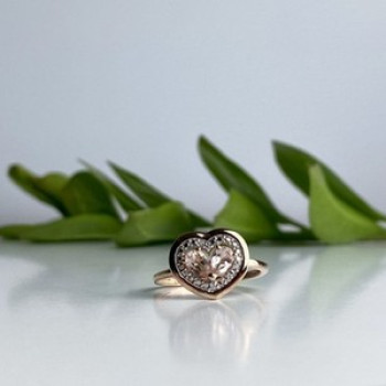 925 Sterling Silver Gold Plated Morganite Ring Size 10