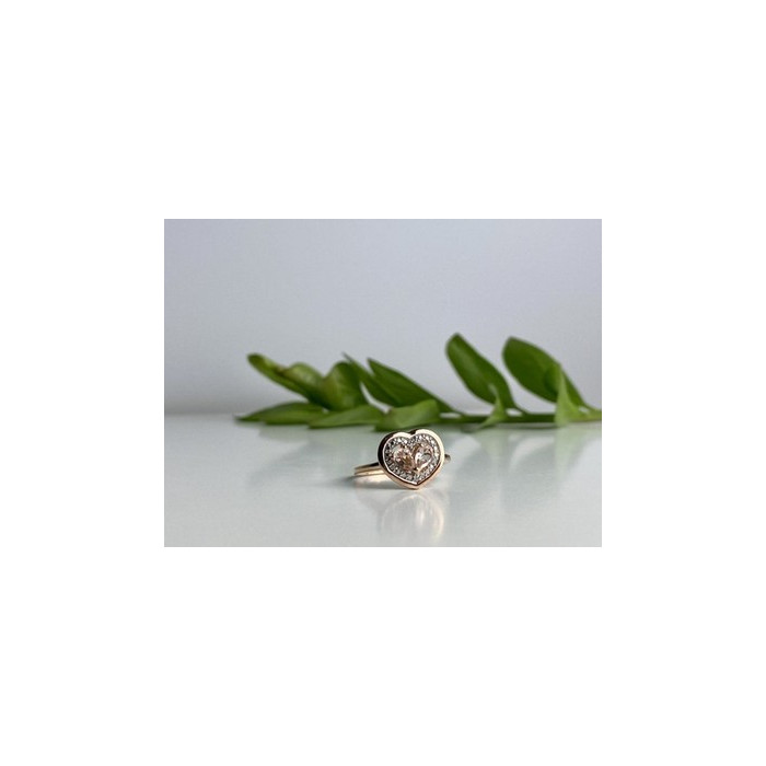925 Sterling Silver Gold Plated Morganite Ring Size 10