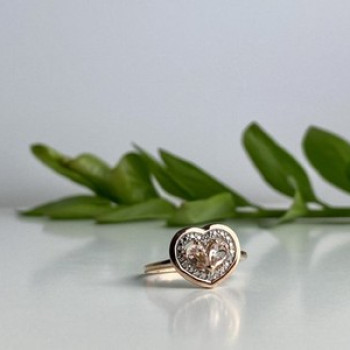 925 Sterling Silver Gold Plated Morganite Ring Size 10
