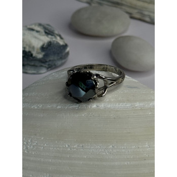 Vintage 925 Sterling Silver Hematite Ring Size 6