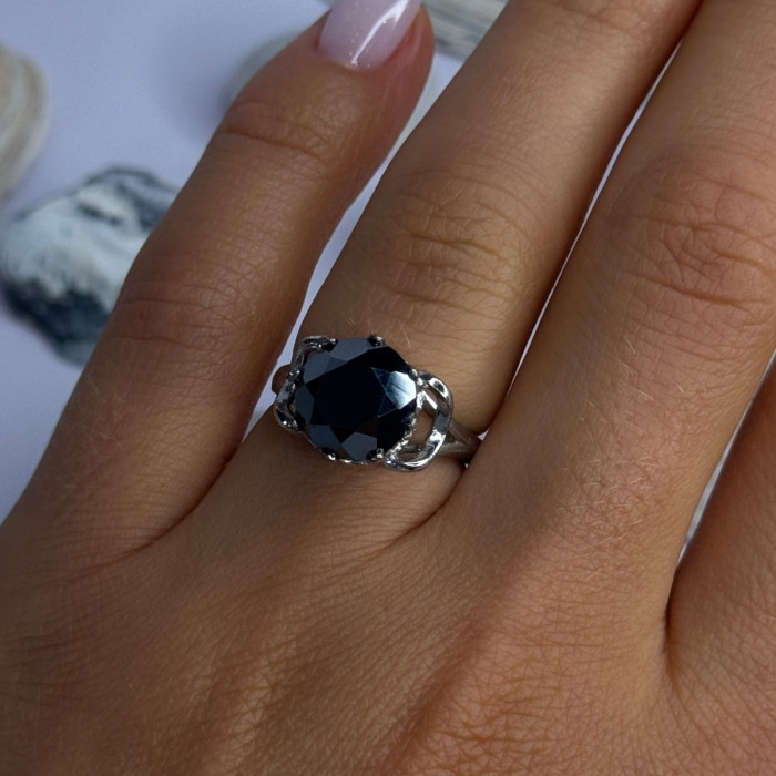 Vintage 925 Sterling Silver Hematite Ring Size 6