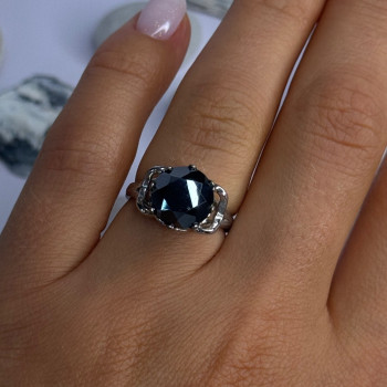 Vintage 925 Sterling Silver Hematite Ring Size 6