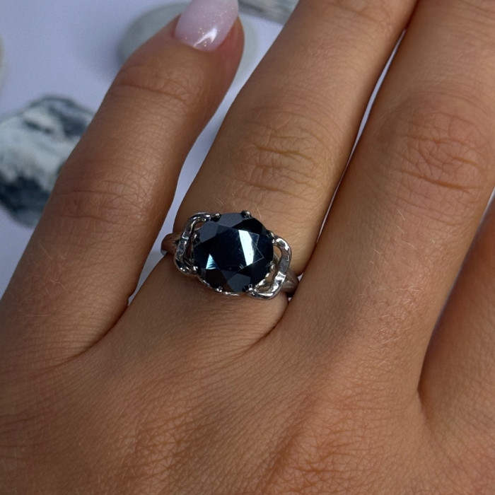 Vintage 925 Sterling Silver Hematite Ring Size 6