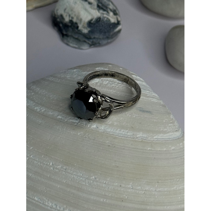 Vintage 925 Sterling Silver Hematite Ring Size 6