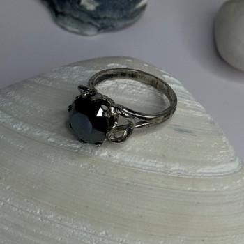 Vintage 925 Sterling Silver Hematite Ring Size 6