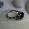Vintage 925 Sterling Silver Hematite Ring Size 6