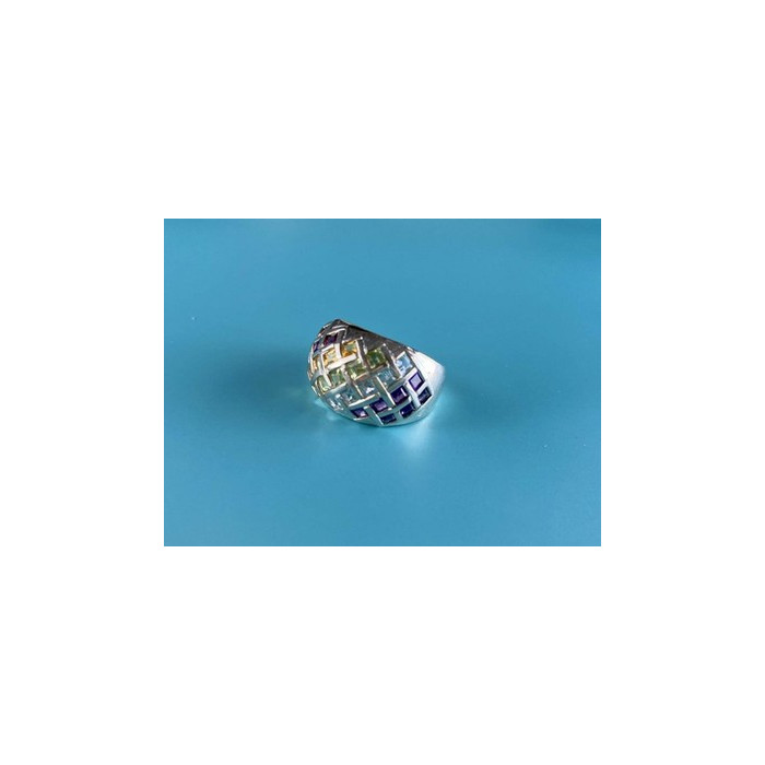 925 Sterling Silver Multi Gemstones Ring Size 7