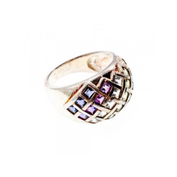 925 Sterling Silver Multi Gemstones Ring Size 7