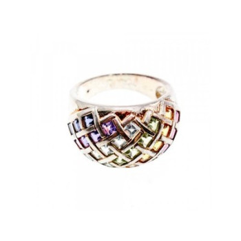 925 Sterling Silver Multi Gemstones Ring Size 7