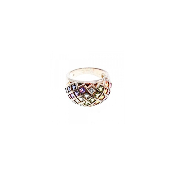 925 Sterling Silver Multi Gemstones Ring Size 7