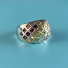 925 Sterling Silver Multi Gemstones Ring Size 7