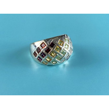 925 Sterling Silver Multi Gemstones Ring Size 7