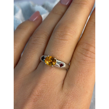 925 Sterling Silver Citrine & Spessartine Garnet Ring Size 8