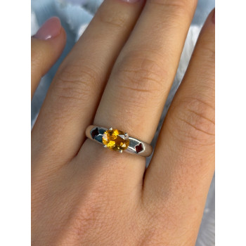925 Sterling Silver Citrine & Spessartine Garnet Ring Size 8
