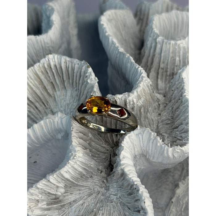 925 Sterling Silver Citrine & Spessartine Garnet Ring Size 8