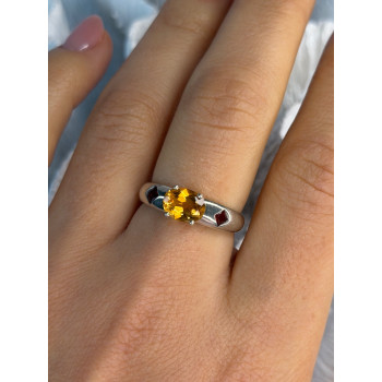 925 Sterling Silver Citrine & Spessartine Garnet Ring Size 8