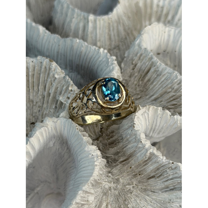 925 Sterling Silver Topaz Ring Size 7