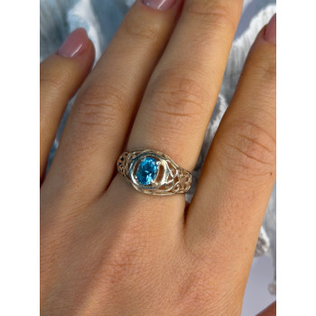 925 Sterling Silver Topaz Ring Size 7