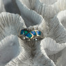 925 Sterling Silver Opal & Beryl Ring Size 7