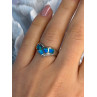 925 Sterling Silver Opal & Beryl Ring Size 7
