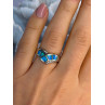 925 Sterling Silver Opal & Beryl Ring Size 7