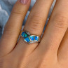 925 Sterling Silver Opal & Beryl Ring Size 7