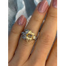 925 Sterling Silver Gold Plated Cz Flower Ring Size 6