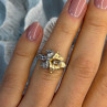 925 Sterling Silver Gold Plated Cz Flower Ring Size 6