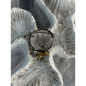 925 Sterling Silver Gold Plated Cz Flower Ring Size 6