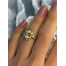 925 Sterling Silver Gold Plated Cz Flower Ring Size 6