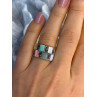 925 Sterling Silver Abalone & Agate & Marcasite Ring Size 6.5