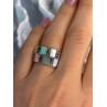925 Sterling Silver Abalone & Agate & Marcasite Ring Size 6.5
