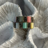 925 Sterling Silver Abalone & Agate & Marcasite Ring Size 6.5