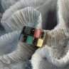 925 Sterling Silver Abalone & Agate & Marcasite Ring Size 6.5