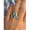 925 Sterling Silver Abalone & Agate & Marcasite Ring Size 6.5