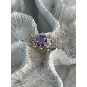 925 Sterling Silver Amethyst Ring Size 7
