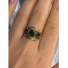 925 Sterling Silver Gold Plated Jade Ring Size 8.5