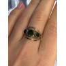 925 Sterling Silver Gold Plated Jade Ring Size 8.5