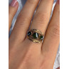 925 Sterling Silver Gold Plated Jade Ring Size 8.5