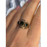 925 Sterling Silver Gold Plated Jade Ring Size 8.5