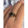 925 Sterling Silver Gold Plated Jade Ring Size 8.5