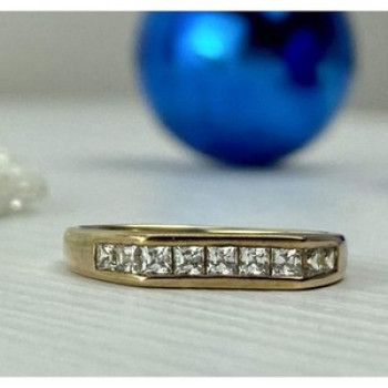 925 Sterling Silver Gold Plated CZ Ring Size 7