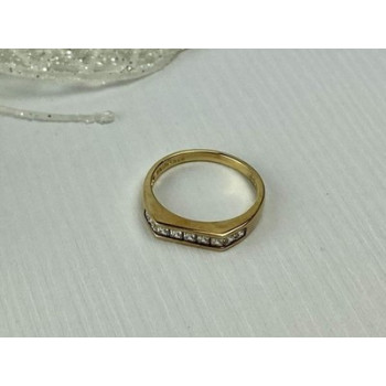 925 Sterling Silver Gold Plated CZ Ring Size 7