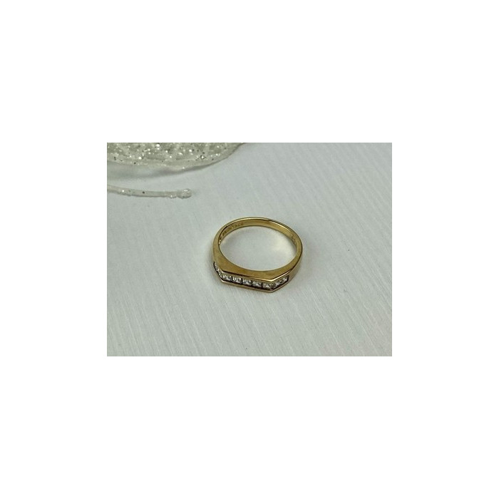 925 Sterling Silver Gold Plated CZ Ring Size 7