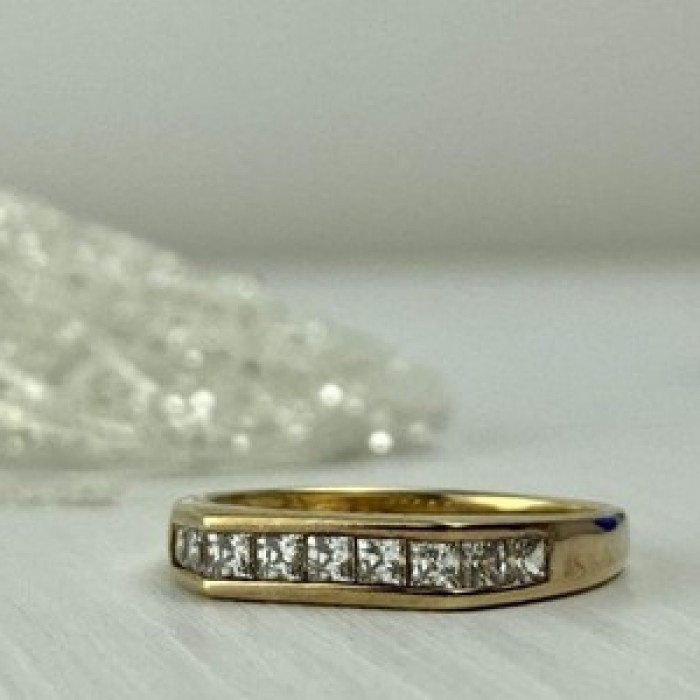 925 Sterling Silver Gold Plated CZ Ring Size 7