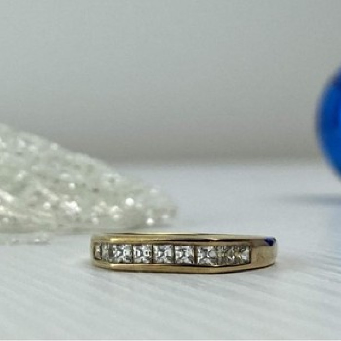 925 Sterling Silver Gold Plated CZ Ring Size 7